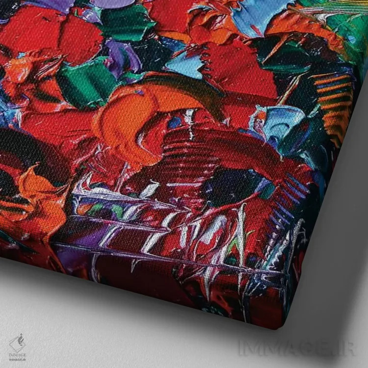 تابلو دکوراتیو برداشت از دشت شقایق اثر مونا ادولسکو - نمای نزدیک بافت بوم