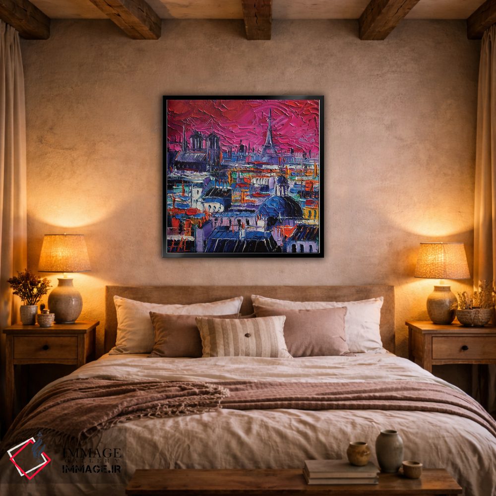 تابلو دکوراتیو پشت بام های پاریسی اثر مونا ادولسکو - D3B