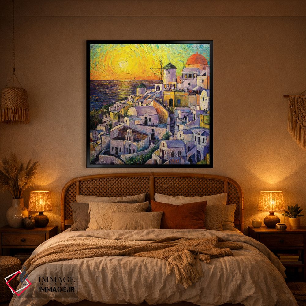 تابلو دکوراتیو غروب در سانتورینی اثر مونا ادولسکو - D1B