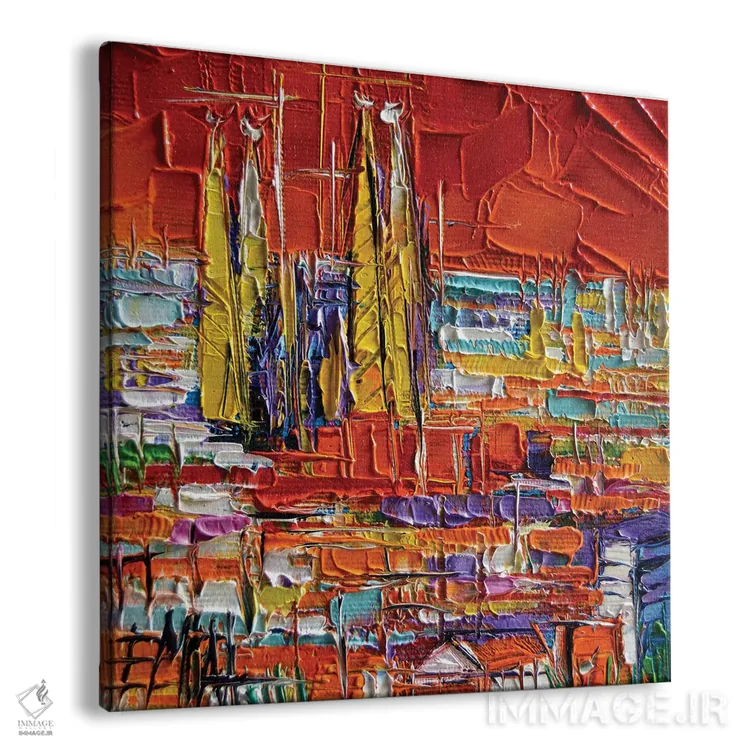 تابلو انتزاعی منظره بارسلونا از پارک گوئل اثر مونا ادولسکو - نمای پرسپکتیو محصول