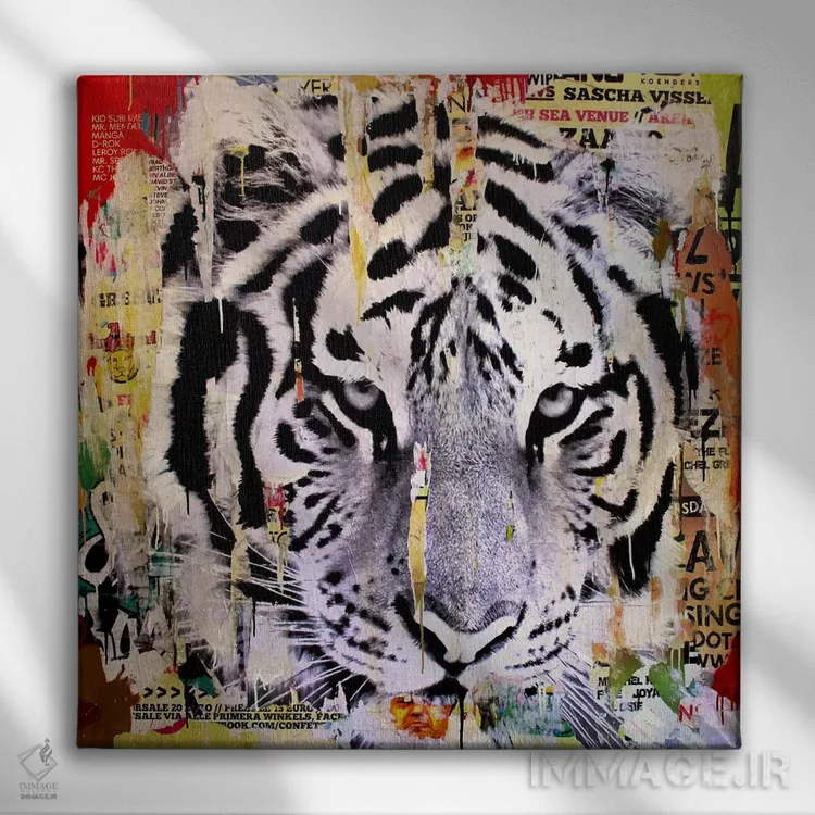 تابلو دکوراتیو سبک ببر ۲ اثر میشیل فولکرز - نمای روبهرو روی دیوار