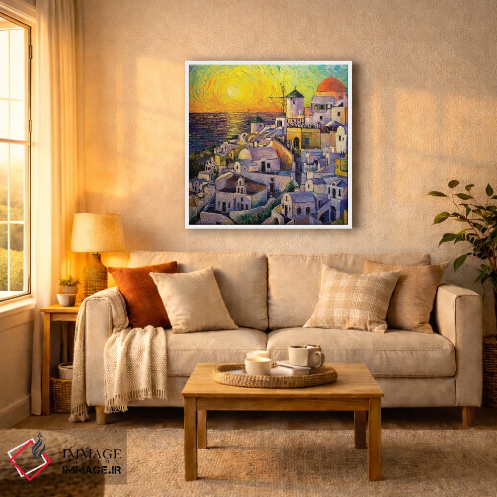 تابلو دکوراتیو غروب در سانتورینی اثر مونا ادولسکو - D5W
