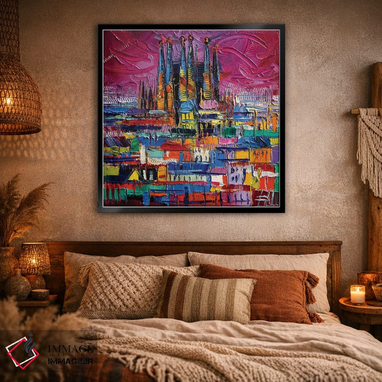 تابلو انتزاعی رنگ های بارسلونا اثر مونا ادولسکو - D1B