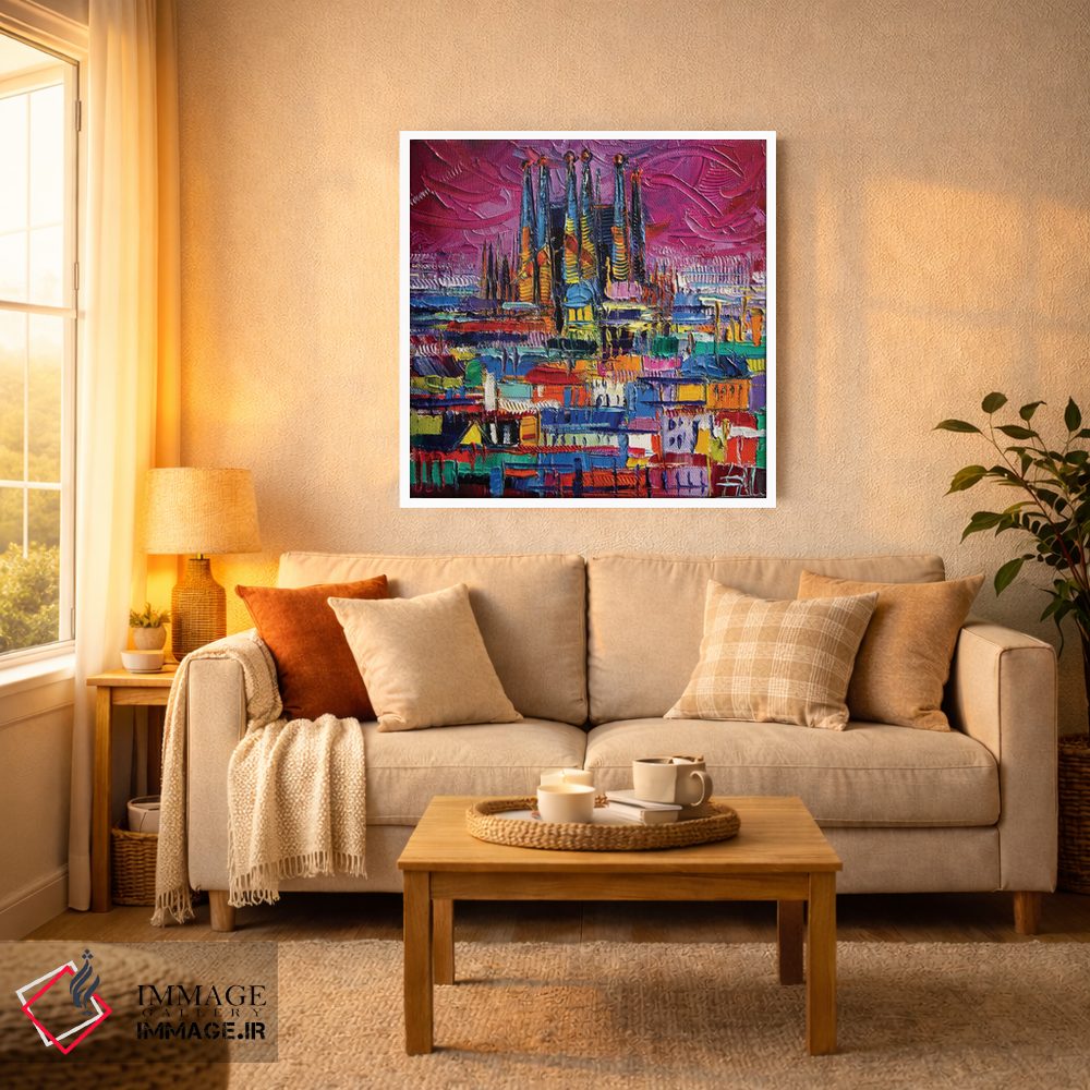 تابلو انتزاعی رنگ های بارسلونا اثر مونا ادولسکو - D2W