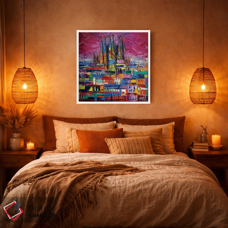 تابلو انتزاعی رنگ های بارسلونا اثر مونا ادولسکو - D4W