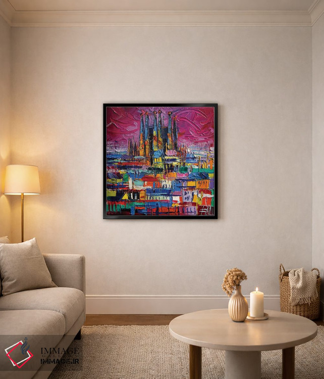 تابلو انتزاعی رنگ های بارسلونا اثر مونا ادولسکو - D3B