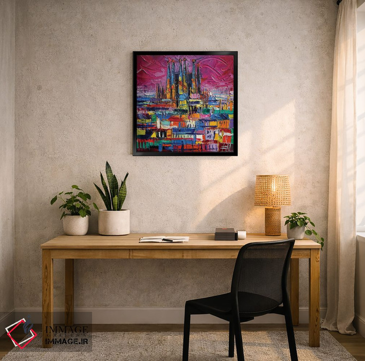 تابلو انتزاعی رنگ های بارسلونا اثر مونا ادولسکو - D6B