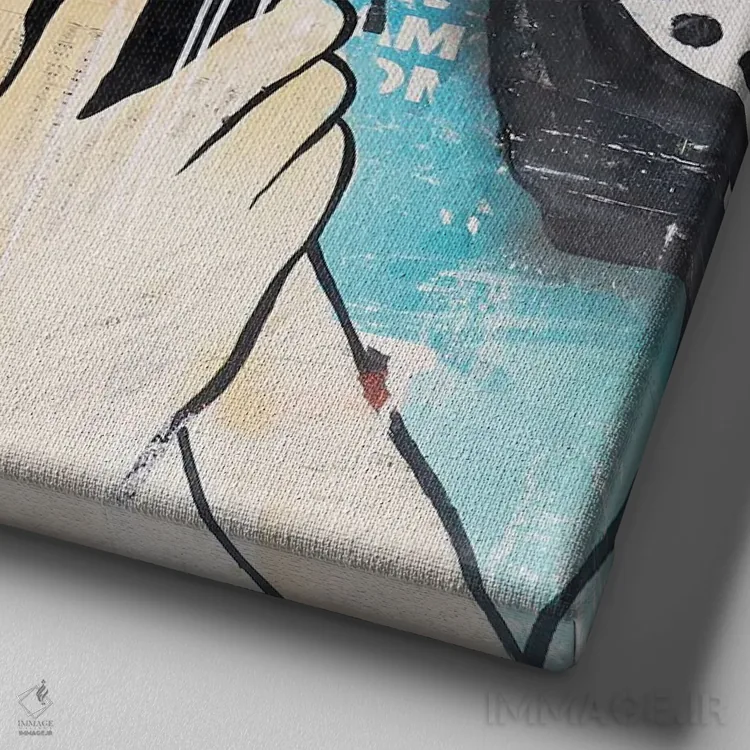 تابلو دکوراتیو من هم دلتنگ نبودنت هستم اثر میشیل فولکرز - نمای نزدیک بافت بوم