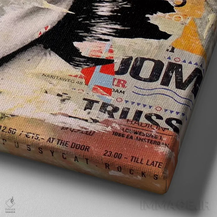 تابلو دکوراتیو کارلا برونی بسیار جذاب است ۲ اثر میشیل فولکرز - نمای نزدیک بافت بوم