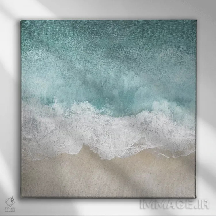 تابلو دکوراتیو امواج اقیانوس ۱ اثر مگی اولسن - نمای روبهرو روی دیوار