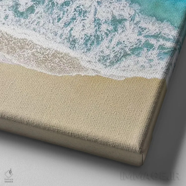 تابلو دکوراتیو امواج آبی اقیانوس ۱ اثر مگی اولسن - نمای نزدیک بافت بوم