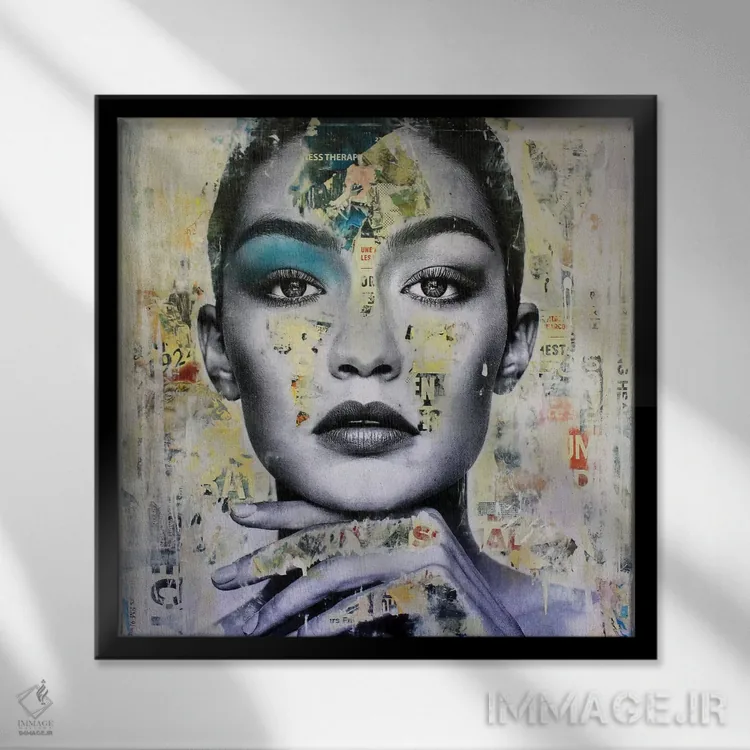 تابلو دکوراتیو جی جی حدید اثر میشیل فولکرز - نمای قابدار مشکی