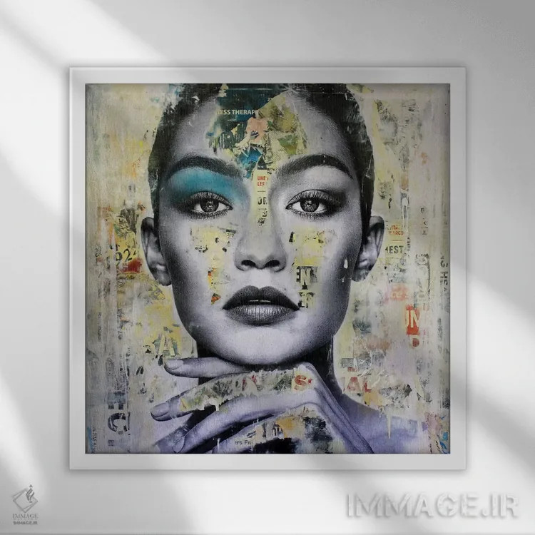 تابلو دکوراتیو جی جی حدید اثر میشیل فولکرز - نمای قابدار سفید