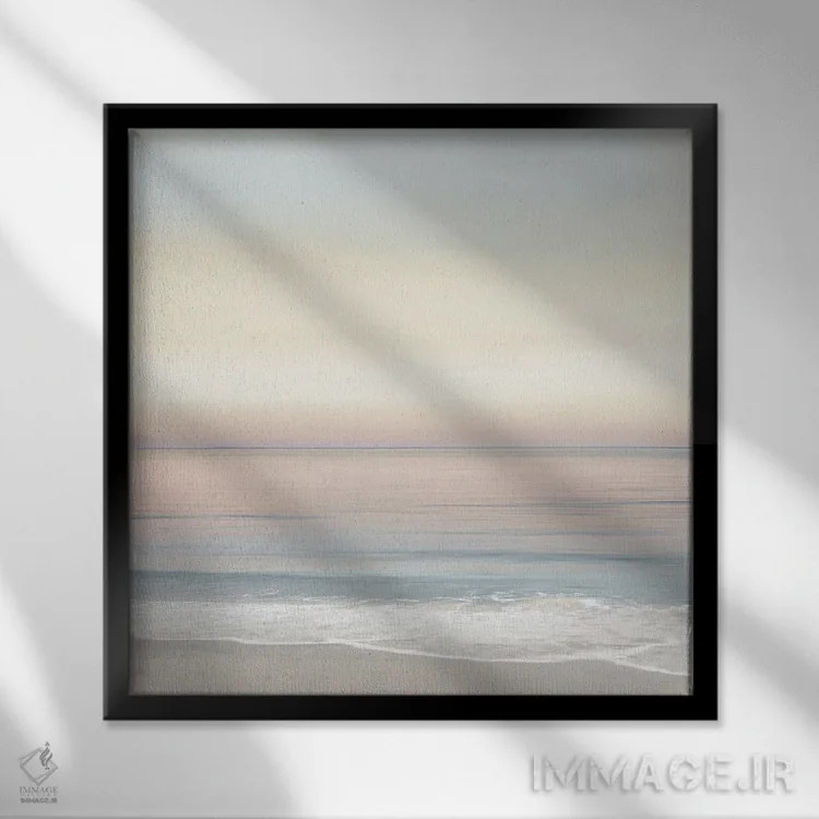 تابلو دکوراتیو خط ساحلی ۱ اثر مگی اولسن - نمای قابدار مشکی