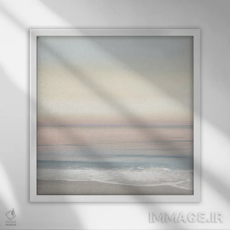 تابلو دکوراتیو خط ساحلی ۱ اثر مگی اولسن - نمای قابدار سفید