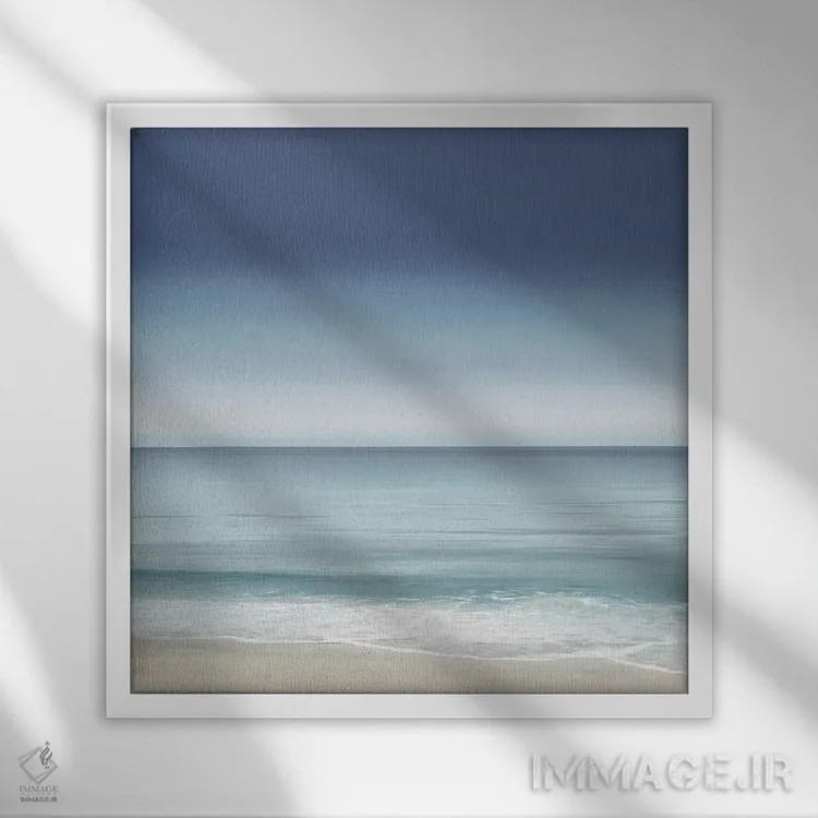 تابلو دکوراتیو خط ساحلی ۲ اثر مگی اولسن - نمای قابدار سفید