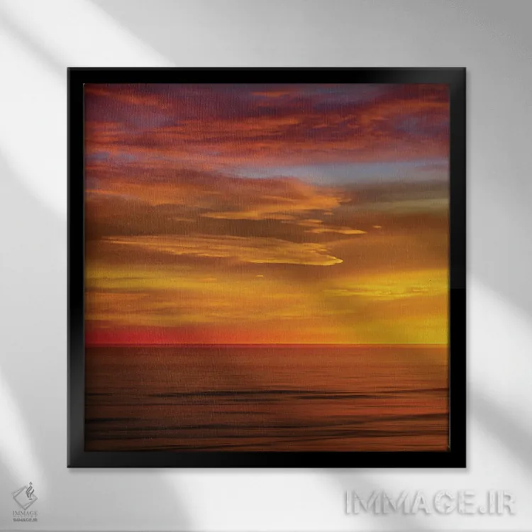 تابلو دکوراتیو اقیانوس آفتابی I اثر مگی اولسن - نمای قابدار مشکی
