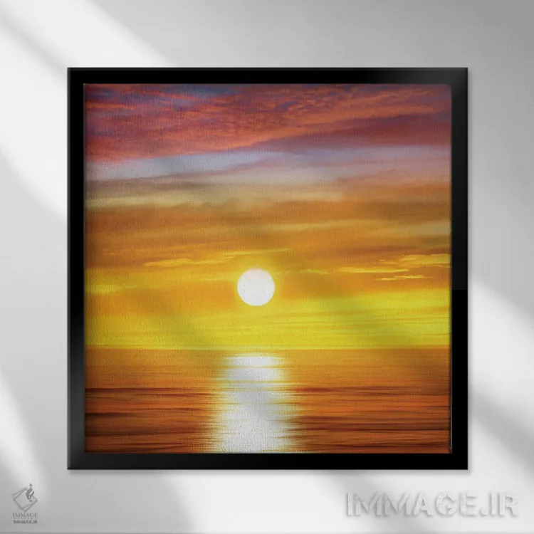 تابلو دکوراتیو اقیانوس آفتابی II اثر مگی اولسن - نمای قابدار مشکی