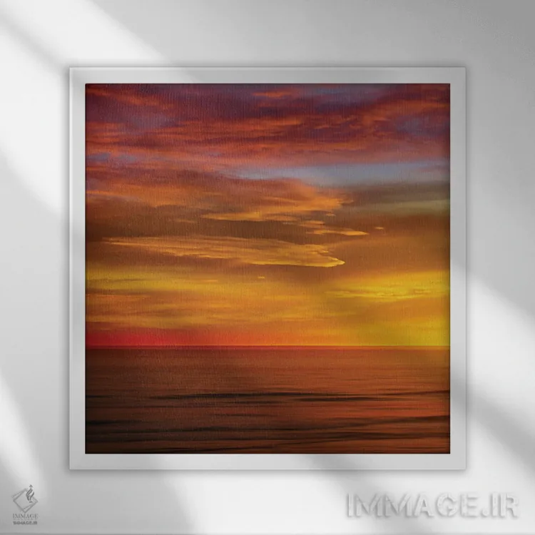 تابلو دکوراتیو اقیانوس آفتابی I اثر مگی اولسن - نمای قابدار سفید