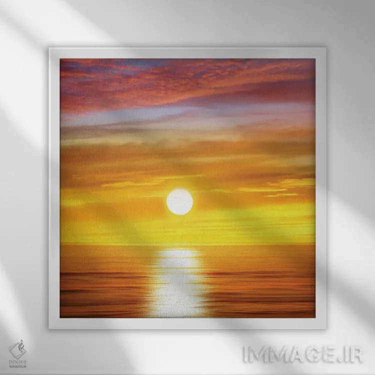 تابلو دکوراتیو اقیانوس آفتابی II اثر مگی اولسن - نمای قابدار سفید