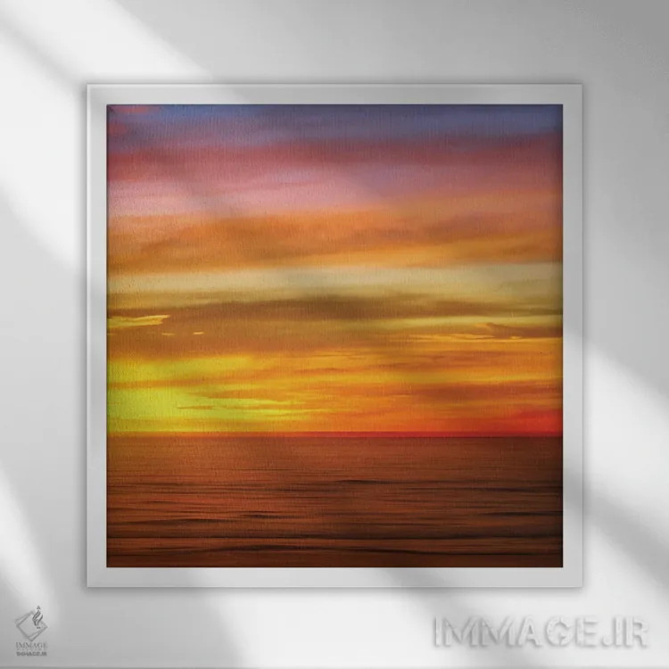 تابلو دکوراتیو اقیانوس آفتابی III اثر مگی اولسن - نمای قابدار سفید