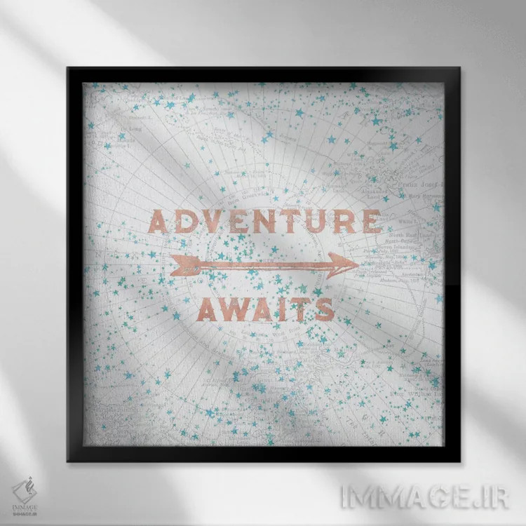 تابلو دکوراتیو ماجراجویی در انتظار در رزگلد اثر نیچر مجیک - نمای قابدار مشکی