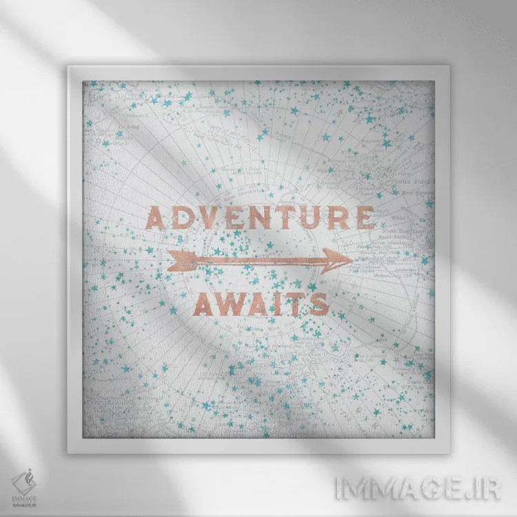 تابلو دکوراتیو ماجراجویی در انتظار در رزگلد اثر نیچر مجیک - نمای قابدار سفید