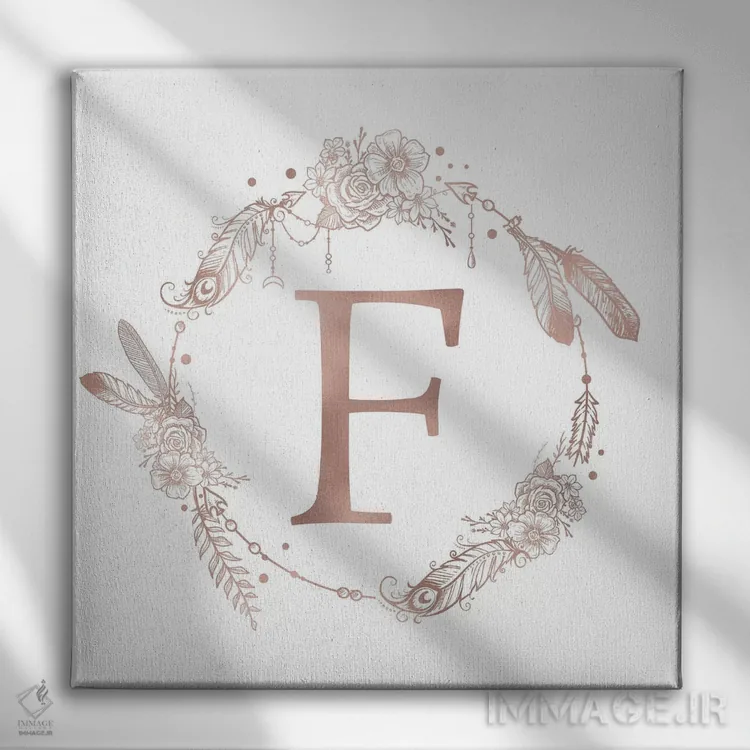 تابلو دکوراتیو حرف F اثر نیچر مجیک - نمای روبهرو روی دیوار