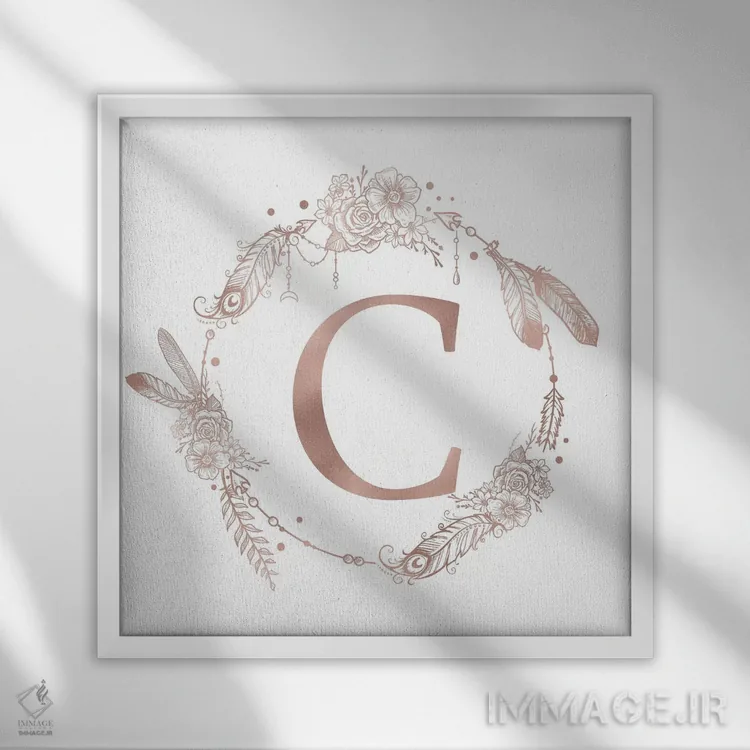 تابلو دکوراتیو حرف C اثر نیچر مجیک - نمای قابدار سفید