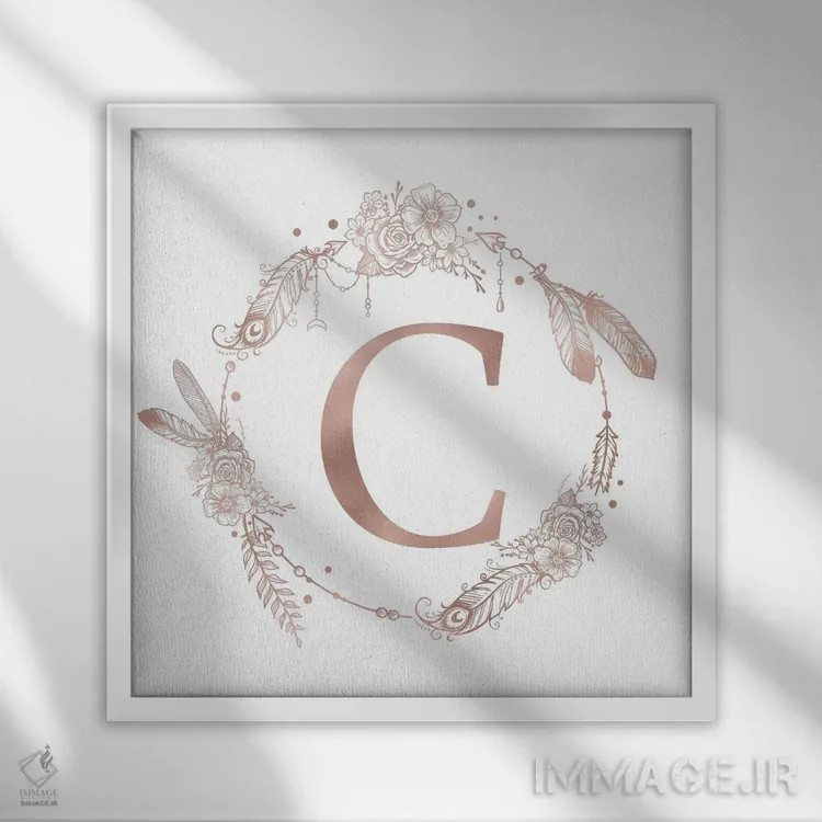 تابلو دکوراتیو حرف C اثر نیچر مجیک - نمای قابدار سفید