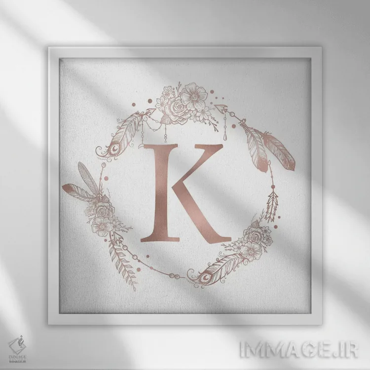 تابلو دکوراتیو حرف K اثر نیچر مجیک - نمای قابدار سفید