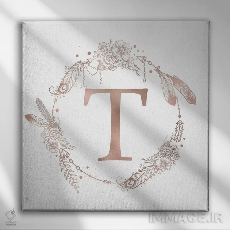 تابلو دکوراتیو حرف T اثر نیچر مجیک - نمای روبهرو روی دیوار