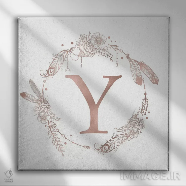 تابلو دکوراتیو حرف Y اثر نیچر مجیک - نمای روبهرو روی دیوار