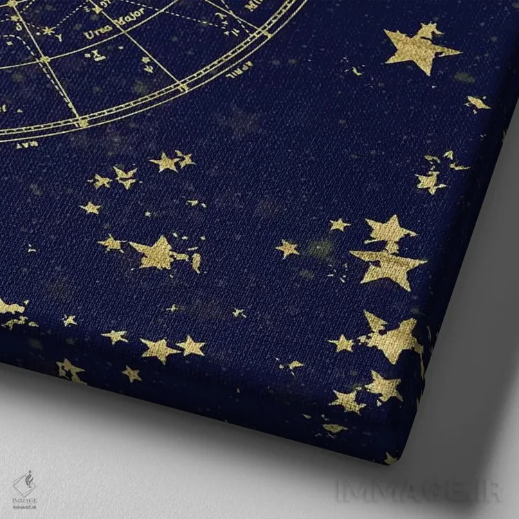 تابلو دکوراتیو نقشه ستارگان آسمان شب II اثر نیچر مجیک - نمای نزدیک بافت بوم