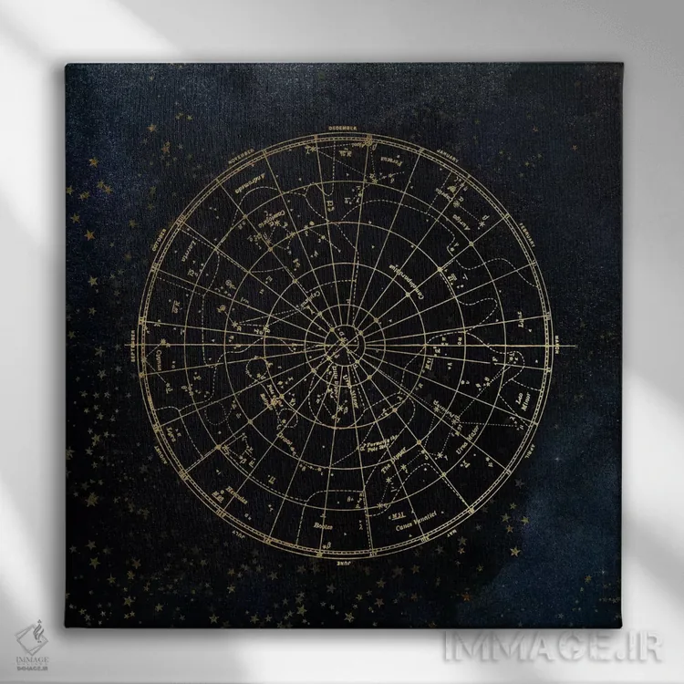 تابلو دکوراتیو نقشه ستارگان آسمان شب I اثر نیچر مجیک - نمای روبهرو روی دیوار