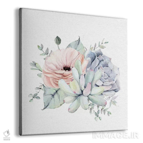 تابلو دکوراتیو ساکولنت های گلدار جنوب غربی سبز نعناعی I اثر نیچر مجیک - نمای پرسپکتیو محصول