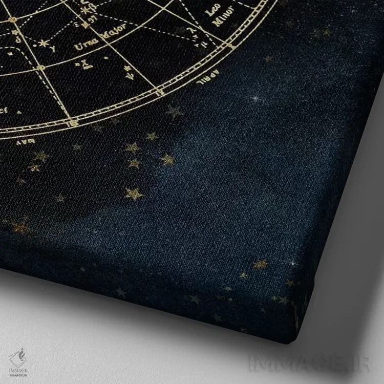 تابلو دکوراتیو نقشه ستارگان آسمان شب I اثر نیچر مجیک - نمای نزدیک بافت بوم