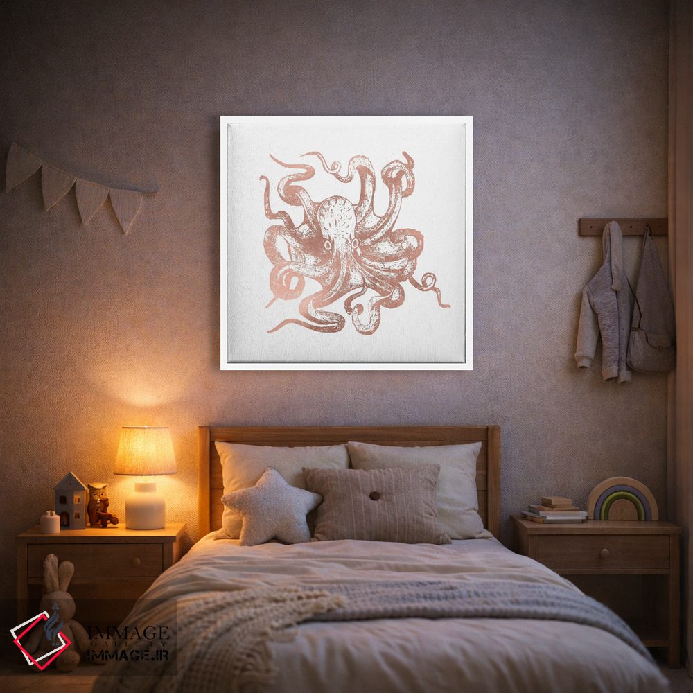 تابلو دکوراتیو اختاپوس رزگلد اثر نیچر مجیک - D1W