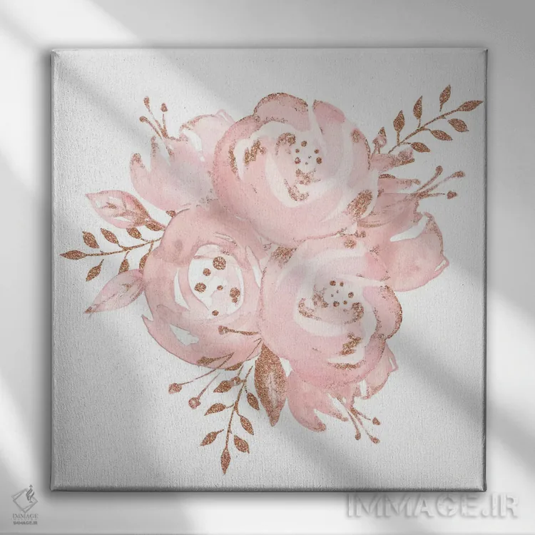 تابلو دکوراتیو رزهای رزگلد اثر نیچر مجیک - نمای روبهرو روی دیوار