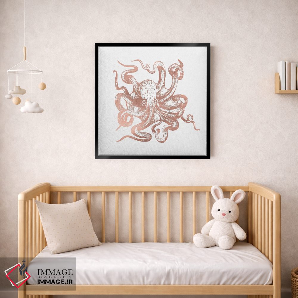 تابلو دکوراتیو اختاپوس رزگلد اثر نیچر مجیک - D2B
