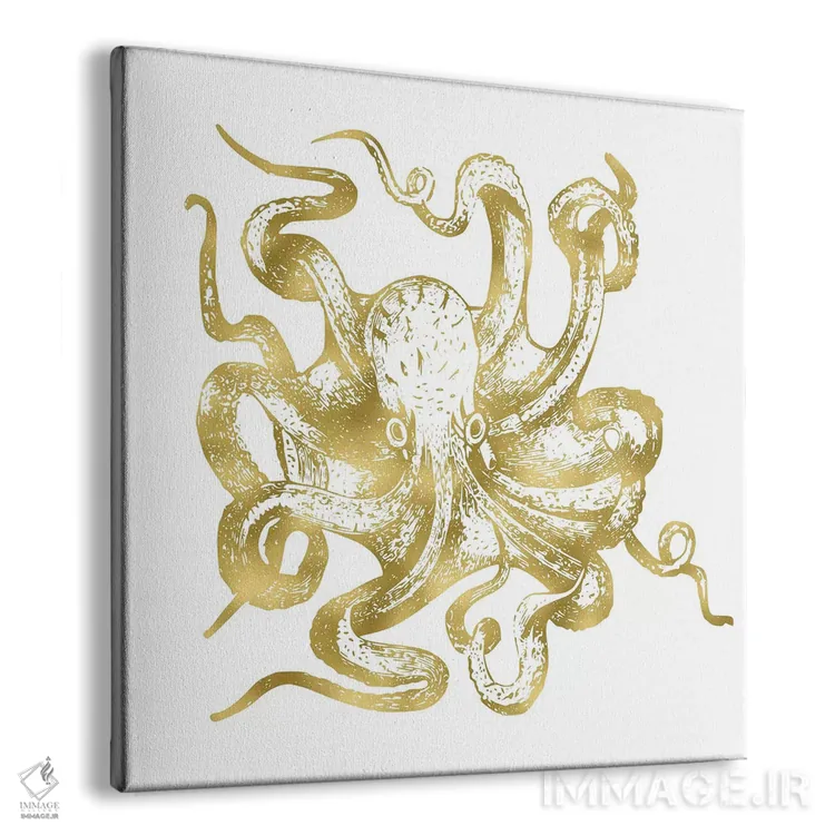 تابلو دکوراتیو اختاپوس طلایی کلاسیک اثر نیچر مجیک - نمای پرسپکتیو محصول