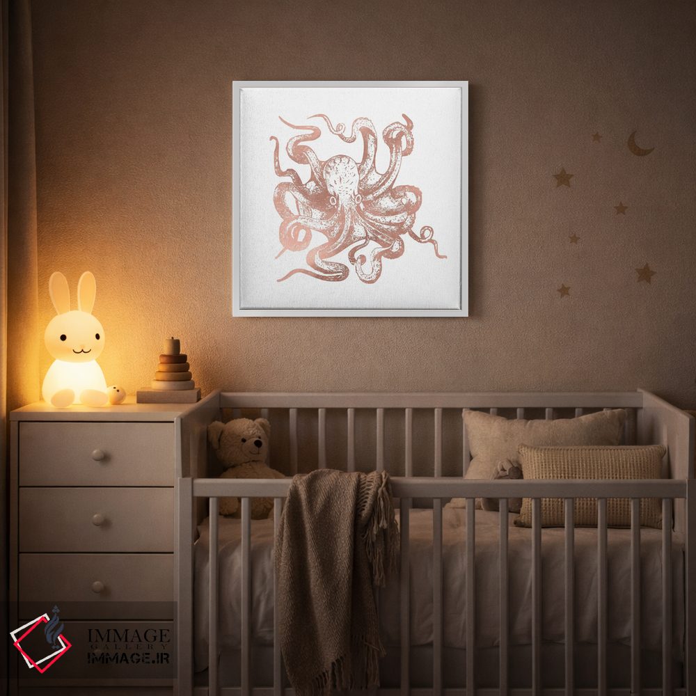 تابلو دکوراتیو اختاپوس رزگلد اثر نیچر مجیک - D3W