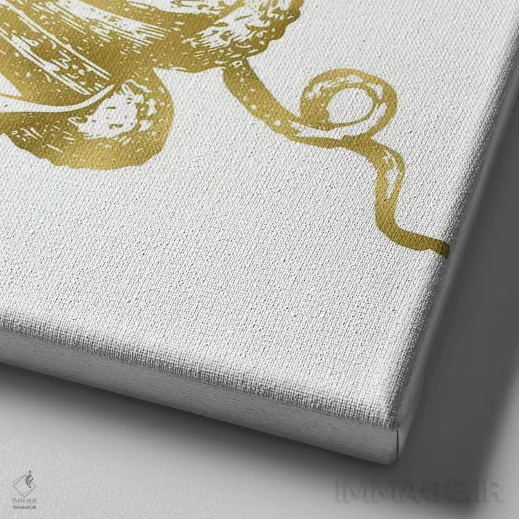 تابلو دکوراتیو اختاپوس طلایی کلاسیک اثر نیچر مجیک - نمای نزدیک بافت بوم