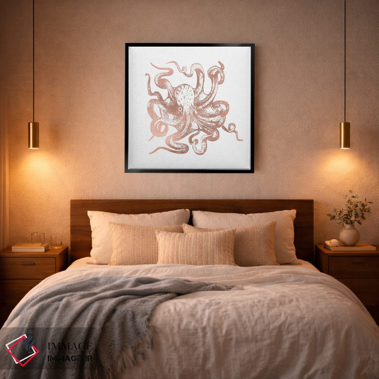 تابلو دکوراتیو اختاپوس رزگلد اثر نیچر مجیک - D6B