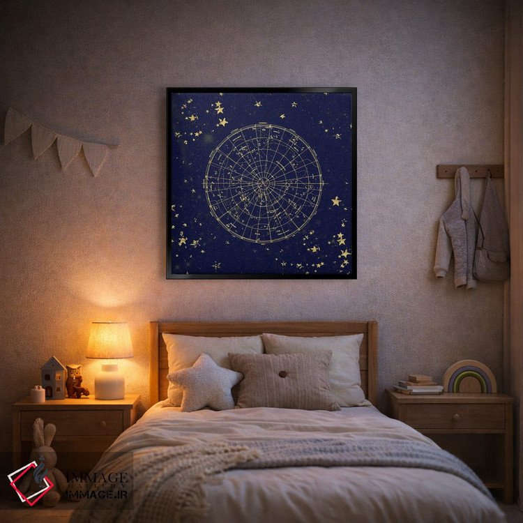 تابلو دکوراتیو نقشه ستارگان آسمان شب II اثر نیچر مجیک - D2B