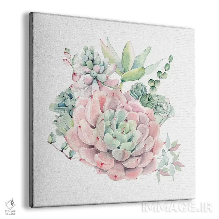 تابلو دکوراتیو ساکولنت های گلدار جنوب غربی II اثر نیچر مجیک - نمای پرسپکتیو محصول