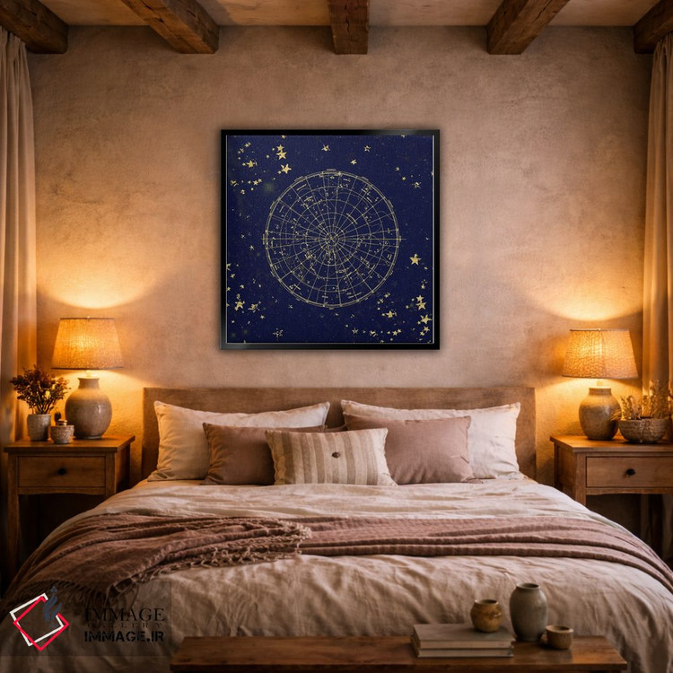 تابلو دکوراتیو نقشه ستارگان آسمان شب II اثر نیچر مجیک - D5B