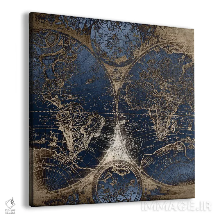 تابلو دکوراتیو نقشه جهان عتیقه II اثر نیچر مجیک - نمای پرسپکتیو محصول