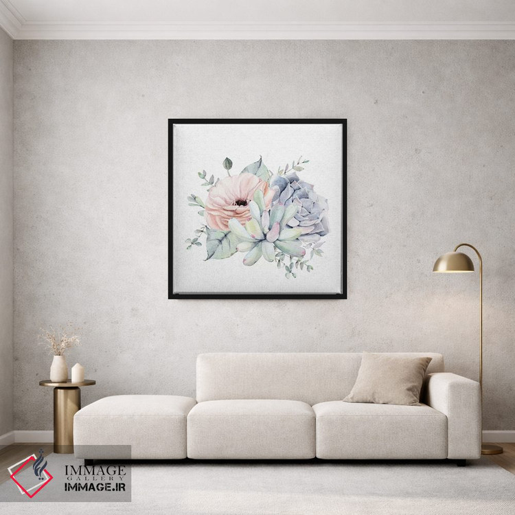 تابلو دکوراتیو ساکولنت های گلدار جنوب غربی سبز نعناعی I اثر نیچر مجیک - D1B