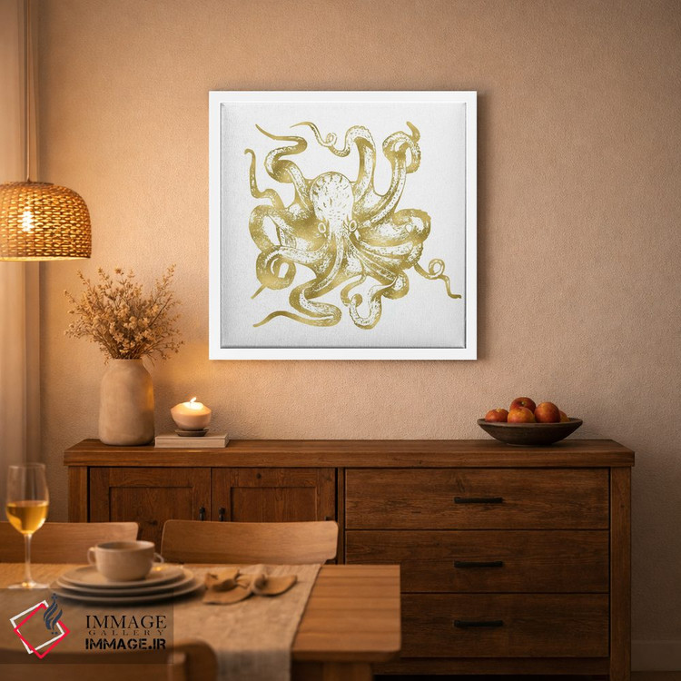 تابلو دکوراتیو اختاپوس طلایی کلاسیک اثر نیچر مجیک - D3W